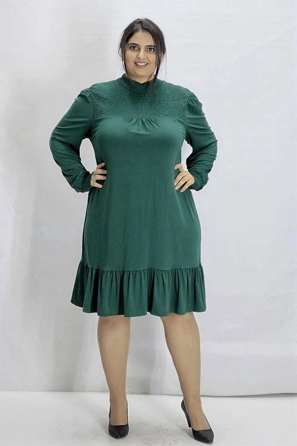 Truva Xxl Büyük Beden Kadın Giyim Penye Elbise Çok Renkli ES712
