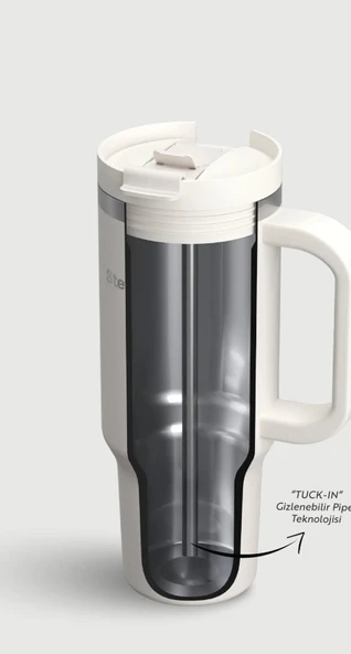Stevig ST-242 2 Moods Tuck-In Tumbler Sızdırmaz Çelik Termos 900ML White Sand - 3