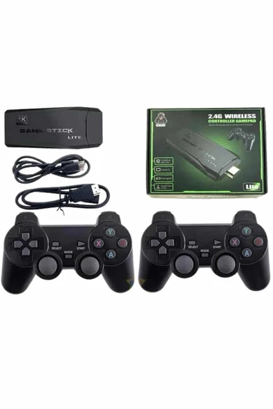 4k Game Stick Oyun Konsolu 2.4g Kablosuz Çift Kol Nostaljik Oyunlar - Resim 3