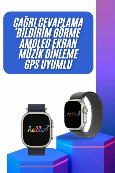 Yeni Nesil 3 Kordonlu Kol Saati 49 MM Amoled Ekran Akıllı Saat - Resim 2