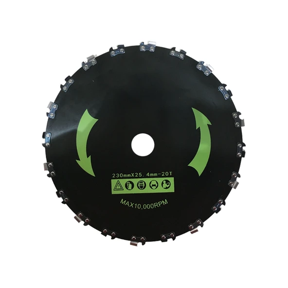 Greentech 230x25.4x1.6mm 20diş Daire Testere Motorlu Tırpan Zincirli Çalı Bıçağı ürün görseli