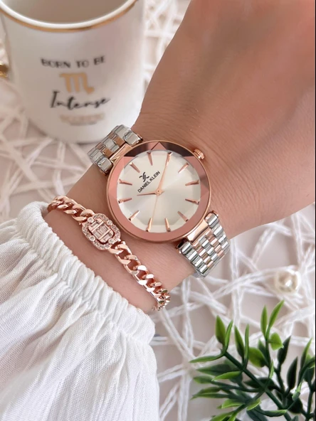 Daniel Klein Çelik Kordon 3 Atm Suya Dayanıklı Özel Tasarım Kadın Kol Saat+Bileklik VS.BLKT.0485 - Resim 2