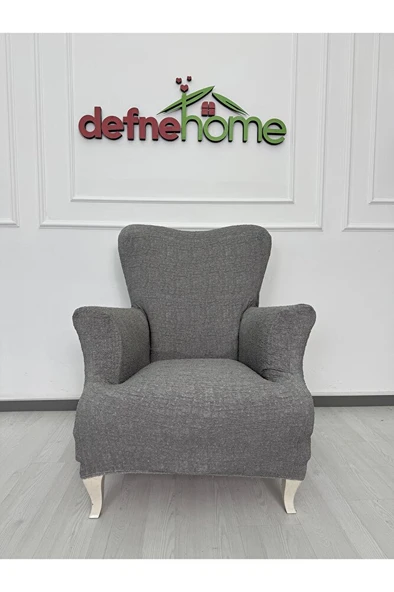 Döşemelik Kumaş Düz Keten Lastikli Kayma Yapmayan 1  Adet Berjer Koltuk Örtüsü - Resim 6