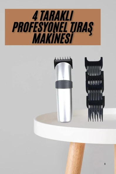 Yeni Nesil Profesyonel Şarjlı Saç Sakal Tıraş Makinesi Ayarlanabilir 4 Taraklı ürün görseli 1