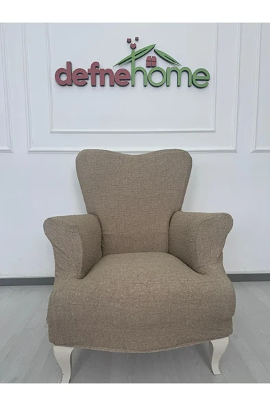 Döşemelik Kumaş Düz Keten Lastikli Kayma Yapmayan 1  Adet Berjer Koltuk Örtüsü ürün görseli 1