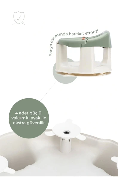 Babyjem Önden Açılır Banyo ve Mama Oturağı ve Minderi - 2 ' Li Set Soft Yeşil - 6