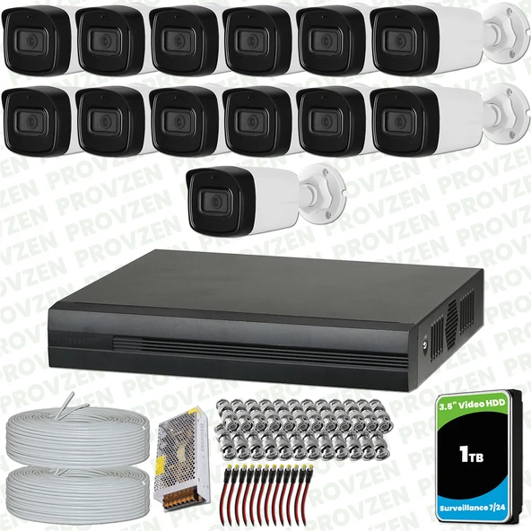 Provzen Dahua 13 Kameralı Full HD 40 Metre Gece Görüşlü Güvenlik Kamerası ürün görseli