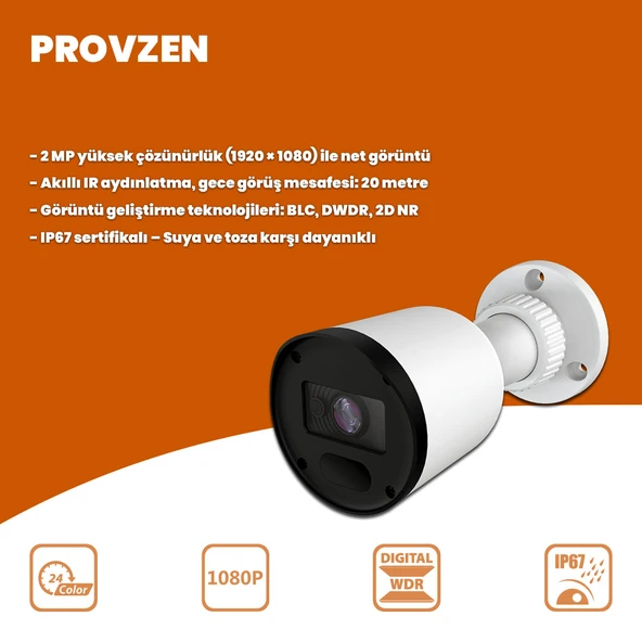 Provzen Rivo 10 Kameralı Geniş Açı Gece Görüşlü Güvenlik Kamerası - 2