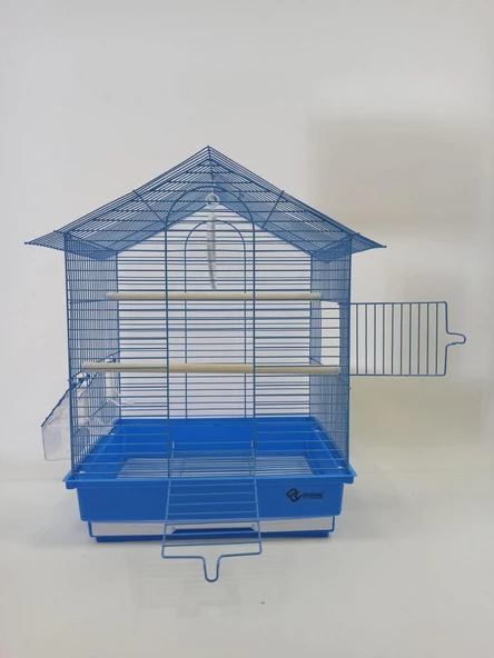 Dayang İki Kapılı Çatılı Kuş Kafesi 35x28x46 Mavi