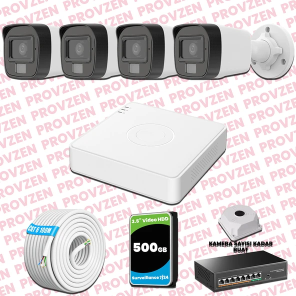 Provzen Hikvision 4 Kameralı IP Full HD Renkli Güvenlik Kamerası Mikrofonlu - Resim 2