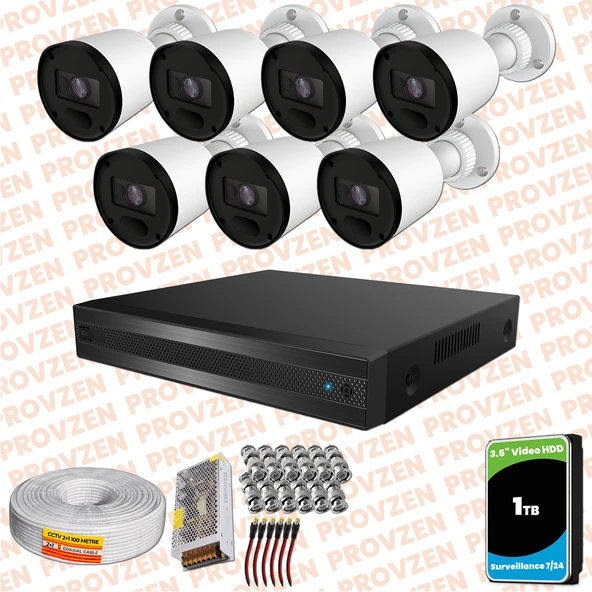 Provzen Rivo 7 Kameralı Geniş Açı Gece Görüşlü Güvenlik Kamerası ürün görseli