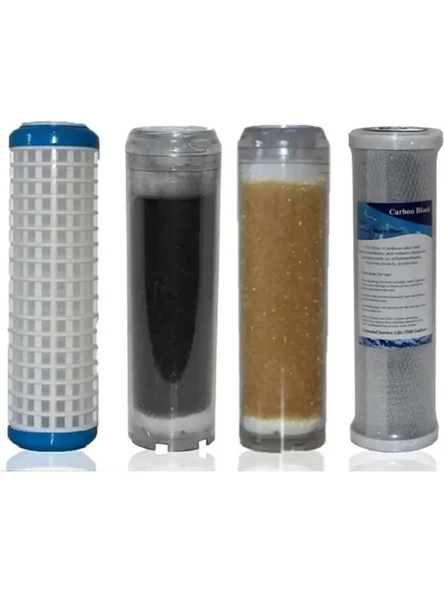 Daire Bina Sayaç Girişi 10" Inc 4 Aşama ( Yıkanabilir , Gac , Reçine , Blok ) Yedek Filtre Seti