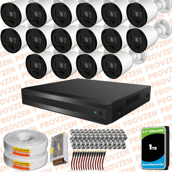 Provzen Rivo 16 Kameralı Geniş Açı Gece Görüşlü Güvenlik Kamerası ürün görseli