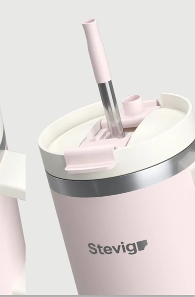 Stevig ST-241 2 Moods Tuck-In Tumbler Sızdırmaz Çelik Termos 900ML Petal Pink - 4