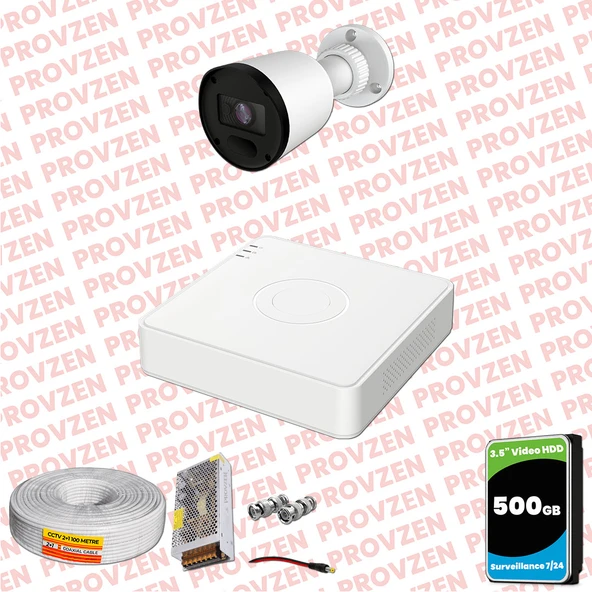 Provzen RV Hikvision 1 Kameralı Full HD 20mt Gece Görüşlü Güvenlik Kamerası Olay Anında bildirim - 1