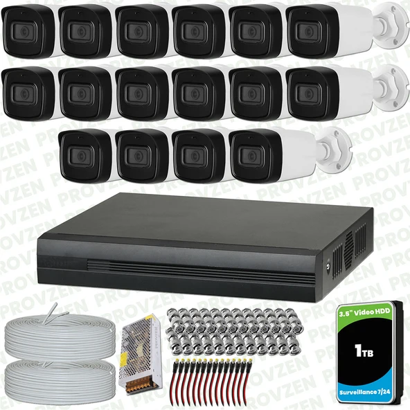 Provzen Dahua 16 Kameralı Full HD 40 Metre Gece Görüşlü Güvenlik Kamerası ürün görseli