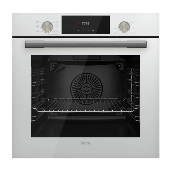 Ferre 2'li Beyaz Cam Ankastre Set Flowart QMS63CB Turbolu - RS036 Woklu 75CM Ocak - Resim 3