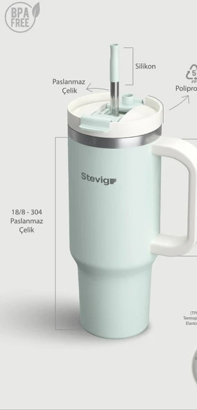 Stevig ST-240 2 Moods Tuck-In Tumbler Sızdırmaz Çelik Termos 900ML Sprout Green - 4