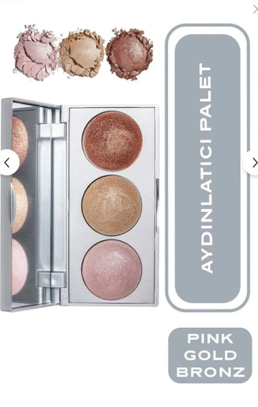 Golden Rose Strobing Highlighter Palette Üçlü Fırınlanmış Aydınlatıcı - 1