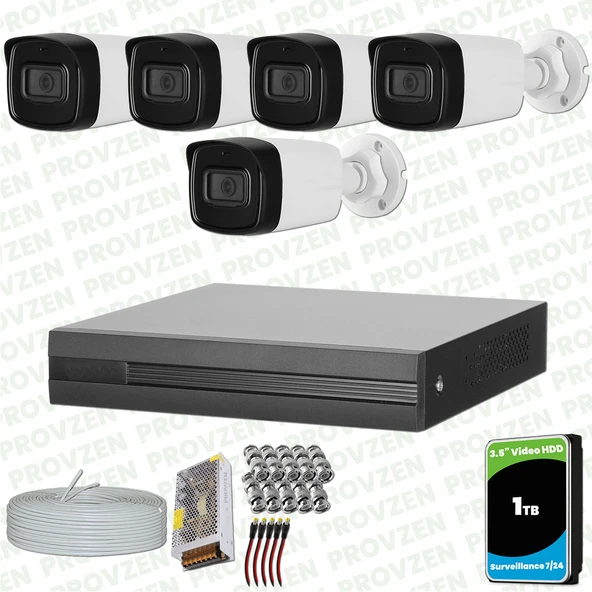 Provzen Dahua 5 Kameralı Full HD 40 Metre Gece Görüşlü Güvenlik Kamerası ürün görseli