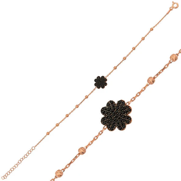 Gümüş Rose Kalpli Yonca Bayan Bileklik ürün görseli 1