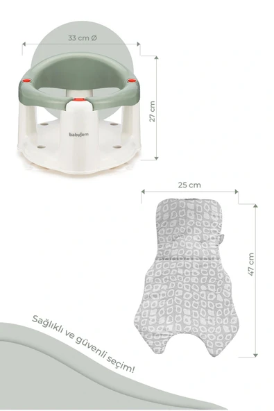 Babyjem Önden Açılır Banyo ve Mama Oturağı ve Minderi - 2 ' Li Set Soft Yeşil - 5