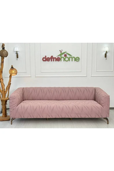 Kalın Krokan Kumaş Lastikli Kayma Yapmayan 3 Kişilik Tekli Kanepe Örtüsü - Resim 4