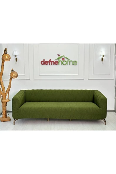 Kalın Krokan Kumaş Lastikli Kayma Yapmayan 3 Kişilik Tekli Kanepe Örtüsü - Resim 2