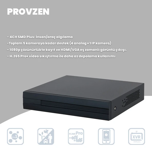 Provzen Dahua 1 Kameralı Full HD 40 Metre Gece Görüşlü Güvenlik Kamerası - 3