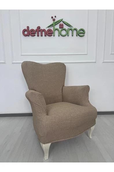 Döşemelik Kumaş Düz Keten Lastikli Kayma Yapmayan 1  Adet Berjer Koltuk Örtüsü - Resim 2