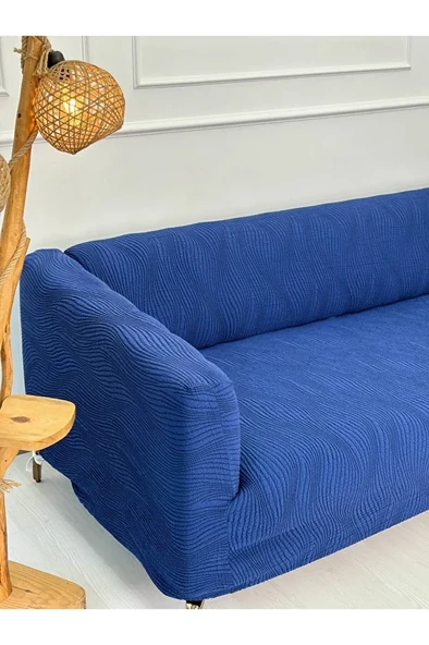Kalın Krokan Kumaş Lastikli Kayma Yapmayan 3 Kişilik Tekli Kanepe Örtüsü - Resim 7