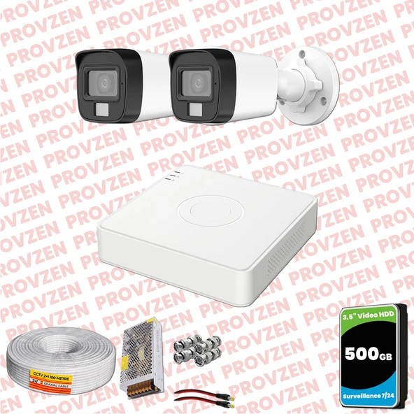 Provzen Hikvision 2 Kamera Hibrit ColorVu Full HD Güvenlik Kamera Olay Anında bildirim - 1