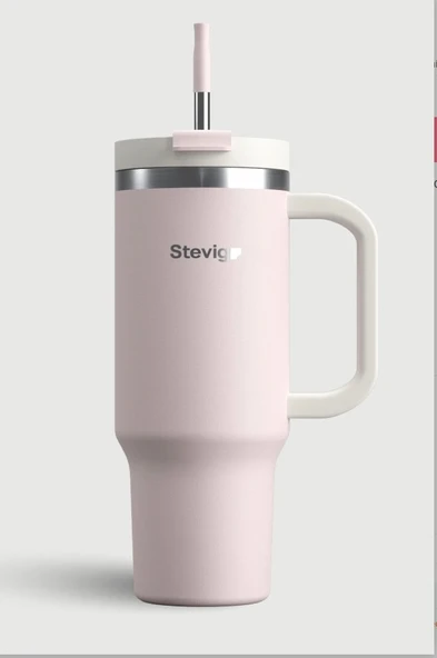 Stevig ST-241 2 Moods Tuck-In Tumbler Sızdırmaz Çelik Termos 900ML Petal Pink - 5