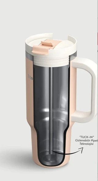 Stevig ST-239 2 Moods Tuck-In Tumbler Sızdırmaz Çelik Termos 900ML Bisque - 3