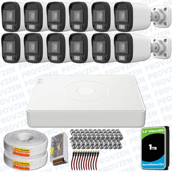 Provzen UNV Full HD 12 Kamera Renkli Gece Görüş Mikrofonlu Olay Anında bildirim ürün görseli