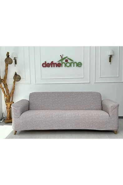 Döşemelik Kumaş Düz Keten Lastikli Kayma Yapmayan 3 Kişilik 1 Adet Büyük Kanepe Örtüsü - Resim 9