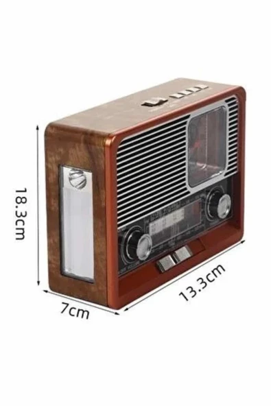 Vintage Nostaljik Radyo AUX USB SD Kart Girişli Şarjlı Bluetooth Bağlantılı - Resim 4