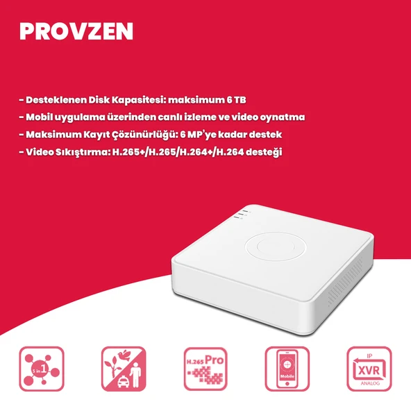 Provzen Hikvision 4 Kameralı IP Full HD Renkli Güvenlik Kamerası Mikrofonlu - Resim 5