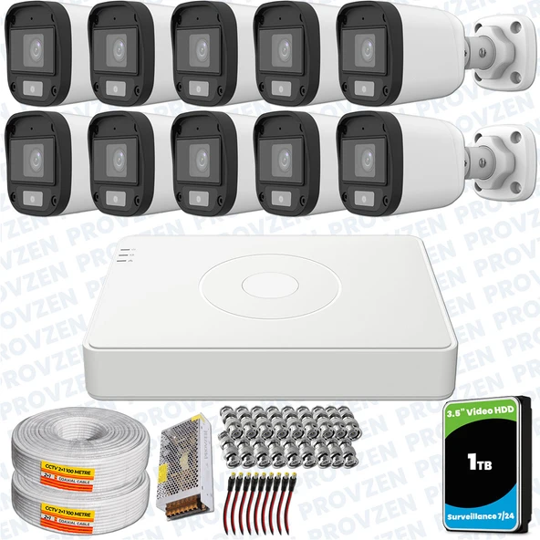 Provzen UNV Full HD 10 Kamera Renkli Gece Görüş Mikrofonlu Olay Anında bildirim ürün görseli