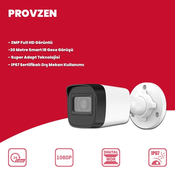 Provzen Hikvision 10 Kameralı Full HD Geniş Açı Güvenlik Kamerası 1TB Olay Anında bildirim - Resim 2