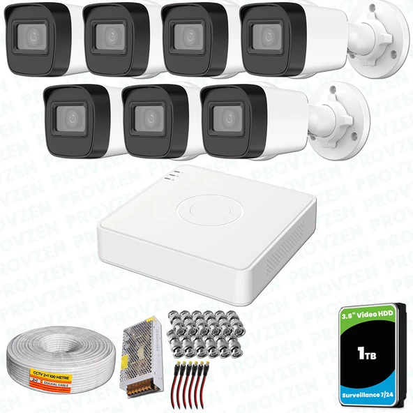 Provzen Hikvision 7 Kameralı Full HD Geniş Açı Güvenlik Kamerası 1TB Olay Anında bildirim ürün görseli