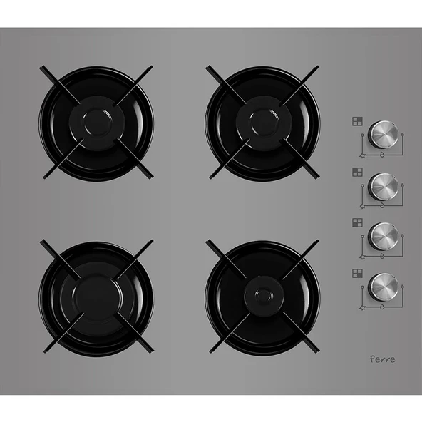 Ferre 2240 Gri 60 cm Emaye Izgaralı Set Üstü Cam Ocak - Doğalgaz ürün görseli