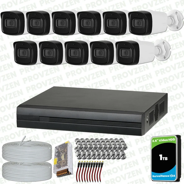 Provzen Dahua 11 Kameralı Full HD 40 Metre Gece Görüşlü Güvenlik Kamerası ürün görseli