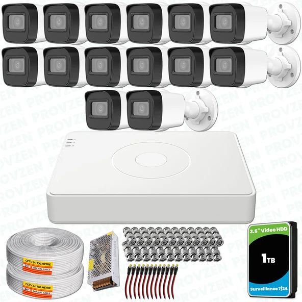 Provzen Hikvision 14 Kameralı Full HD Geniş Açı Güvenlik Kamerası 1TB Olay Anında bildirim ürün görseli 1