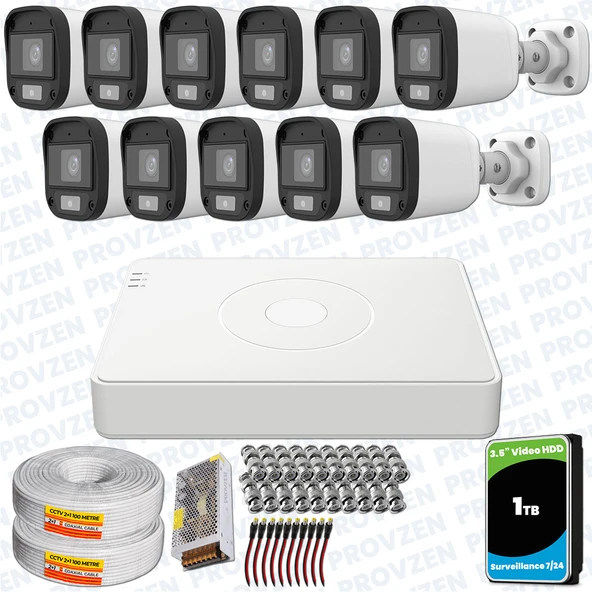 Provzen UNV Full HD 11 Kamera Renkli Gece Görüş Mikrofonlu Olay Anında bildirim ürün görseli