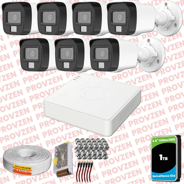 Provzen Hikvision 7 Kamera Hibrit ColorVu Full HD Güvenlik Kamera Olay Anında bildirim ürün görseli