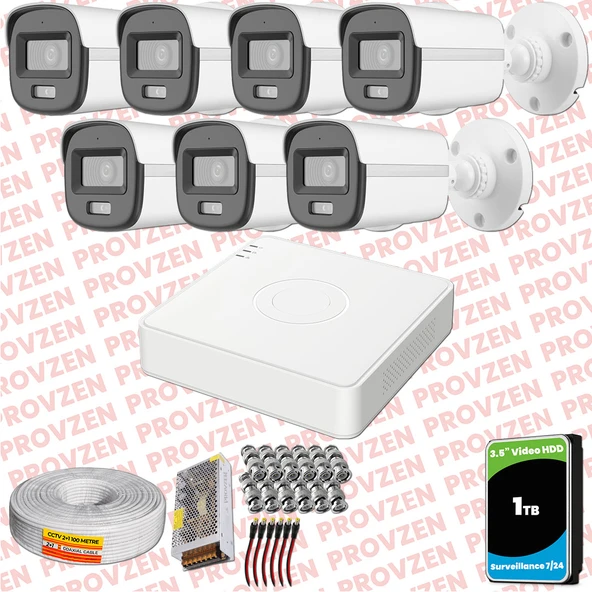 Provzen Hikvision ColorVu Full HD 7 Kameralı Gece Renkli Güvenlik Kamerası Olay Anında bildirim ürün görseli
