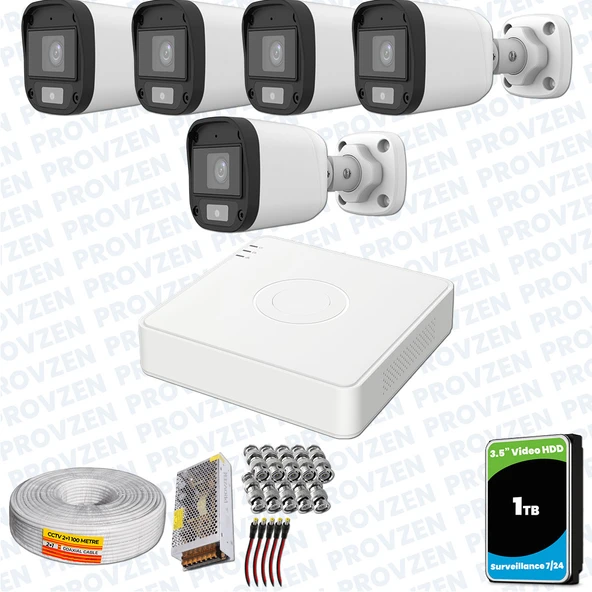 Provzen UNV Full HD 5 Kamera Renkli Gece Görüş Mikrofonlu Olay Anında bildirim ürün görseli