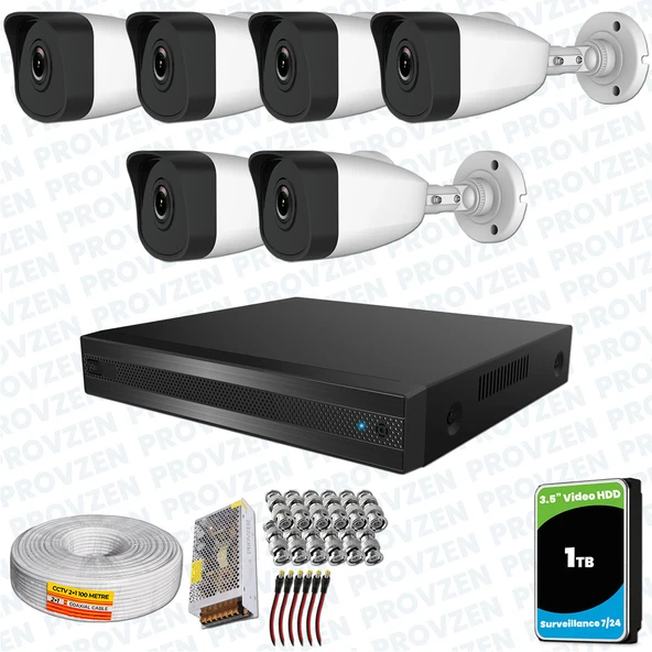 Provzen RV HiLook 6 Kameralı Full HD Geniş Açı Güvenlik Kamerası ürün görseli