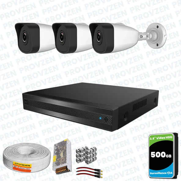 Provzen RV HiLook 3 Kameralı Full HD Geniş Açı Güvenlik Kamerası ürün görseli